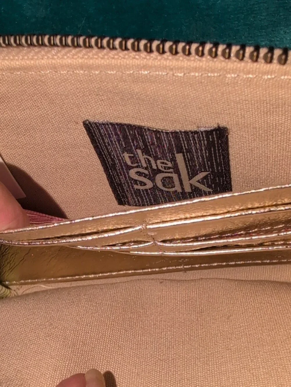 The Sak Metallic Gold Leather Zip Wallet